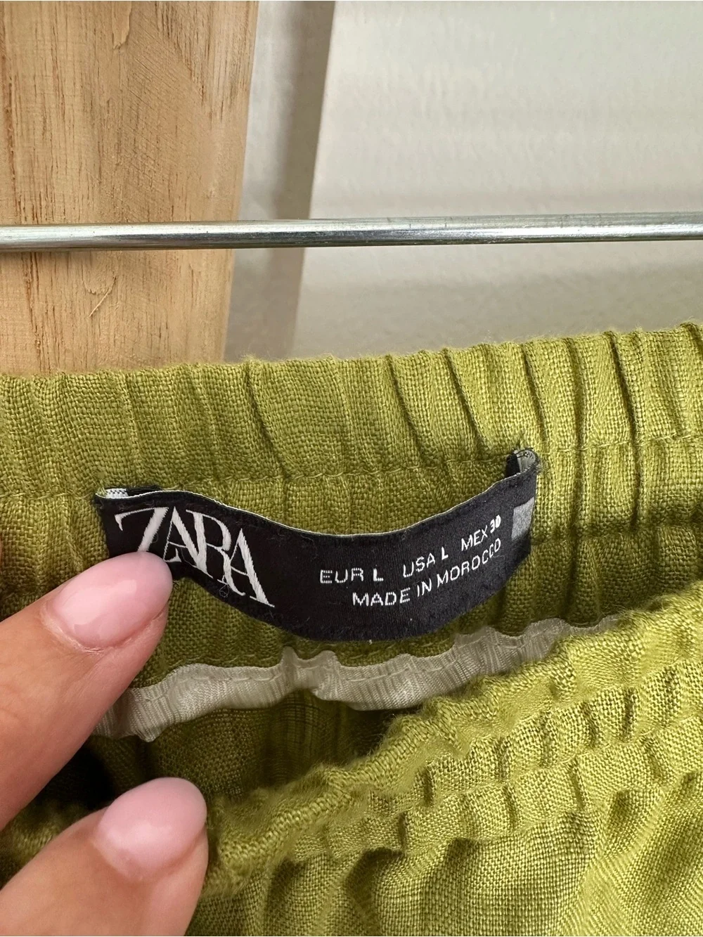 Zara Olive Drawstring Linen Chinos